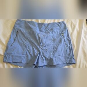 Athleta Trekkie Hiking Shorts Blue Zip Pocket Utility Travel Shorts Women’s 16